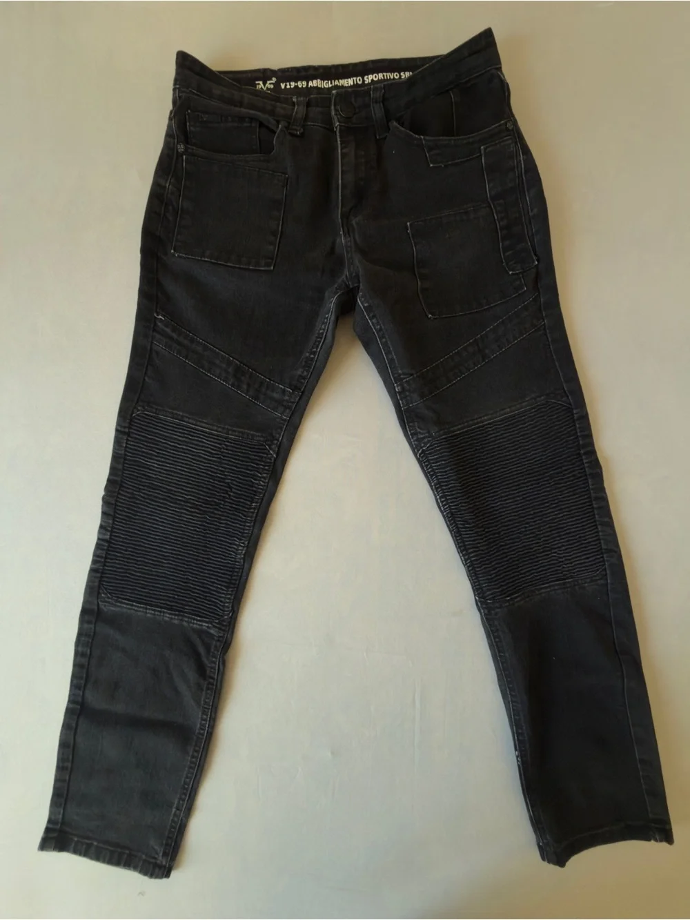 Slim Moto-Style Men's Jeans in Black